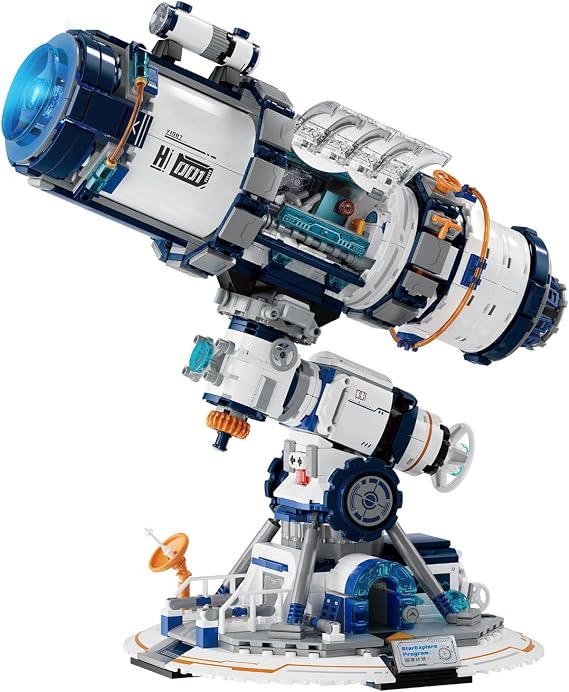 Space Telescope Building Set With Light, Astronomical Telescope Collection Toys Model for Room Decor Display, Gifts for Adults Teens Boy Girl Astronomy Enthusiasts（995 Pcs）