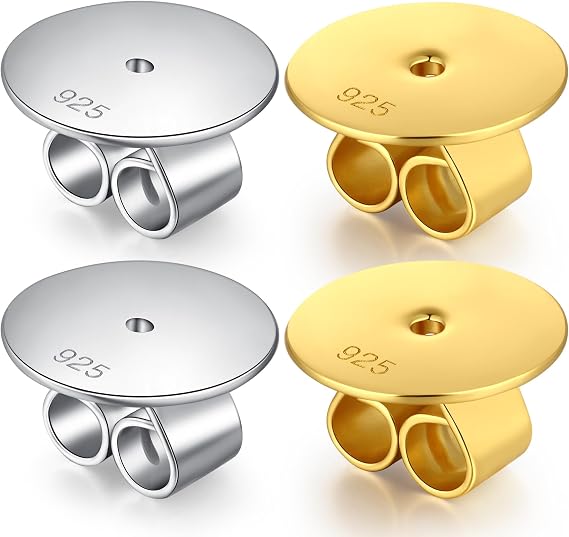 14k Gold Plated Earring Backs for Studs Locking Earring Back Sterling Silver Earrings Lifter Backs of Earrings Replacement Butterfly Lifter