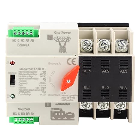 Eujgoov W2R-100 Power Automatic Transfer Switch (ATS) 3P 100A 50Hz