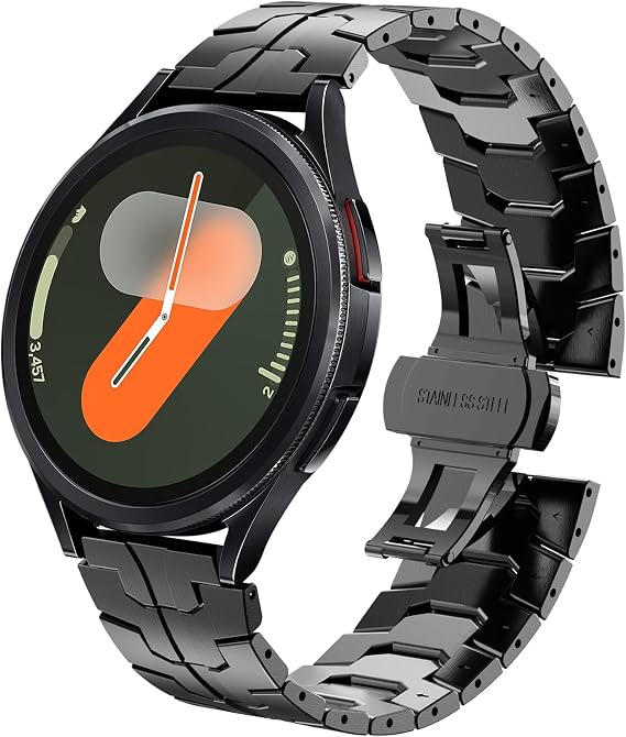 WINGLE Metal Bands for Samsung Galaxy Watch 7 6 5 4 Band Watch 6 Classic/5 Pro/4 Classic/FE Band Men 47mm 43mm 46mm 42mm 45mm 44mm 40mm, 20mm Stainless Steel Bands Galaxy Watch 3 41mm, Black