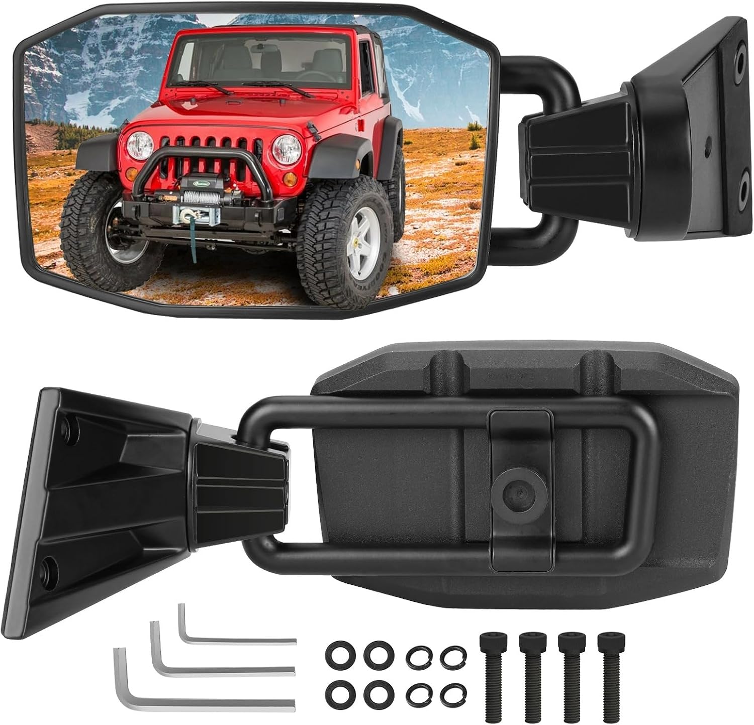Mirrors Doors Off Compatible with Wrangler TJ JK JKU 1997-2018, Anti-shake Rotatable Side Rear View Mirrors for Doors Off Driving