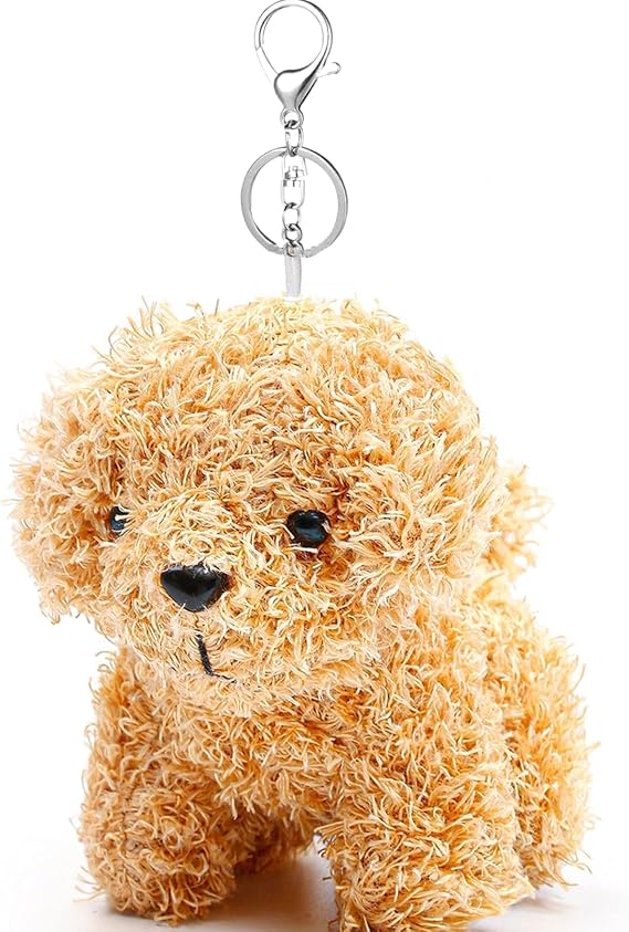 Anboor Small Stuffed Animals4.8 Inch Cute Puppy Dog Plush Stuffed Animal with Keychain for Party Favors (Light Brown)