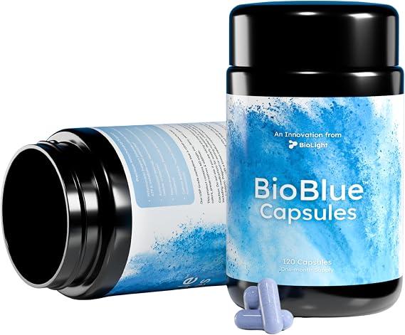 BIOLIGHT BioBlue Capsules USP-Grade Methylene Blue + Taurine | Supports Mitochondrial Energy, Brain Function & Longevity | Nootropic | Redox Supplement | USP-Grade | 120 Count, 1-Month Supply
