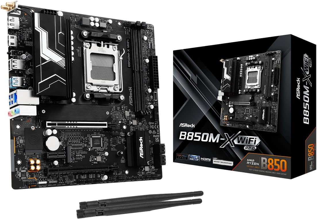 ASRock B850M-X WIFI R2.0 Amd B850 Am5 Micro Atx 2 Ddr5 Hdmi Dp Wi-Fi 6E 2.5G Lan