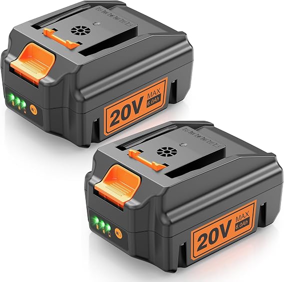 TREE.NB 2Pack 20V 6.0Ah Replacement for Worx Battery 20V WA3525 WA3520 WA3578 WA3575 Compatible with Worx 20Volt WG151s WG155s WG251s WG540s WG255 WG890 WG891