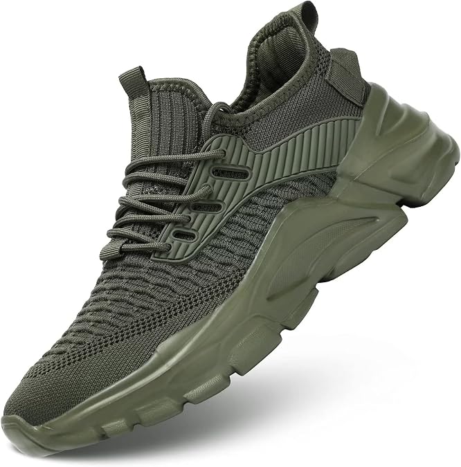 Srenket Men's Running Shoes, Non Slip, Breathable, Lightweight Fashion Sneakers, Slip Resistant Athletic Sports Walking Gym Work Shoes