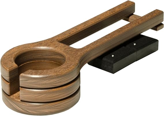 LuxCraft Glider Cup Holder Attachment for Outdoor Gliders, Slide Out Cup Holder for Outside Glider Chairs, Space Saving Design - Amish Made USA (Antique Mahogany & Black)
