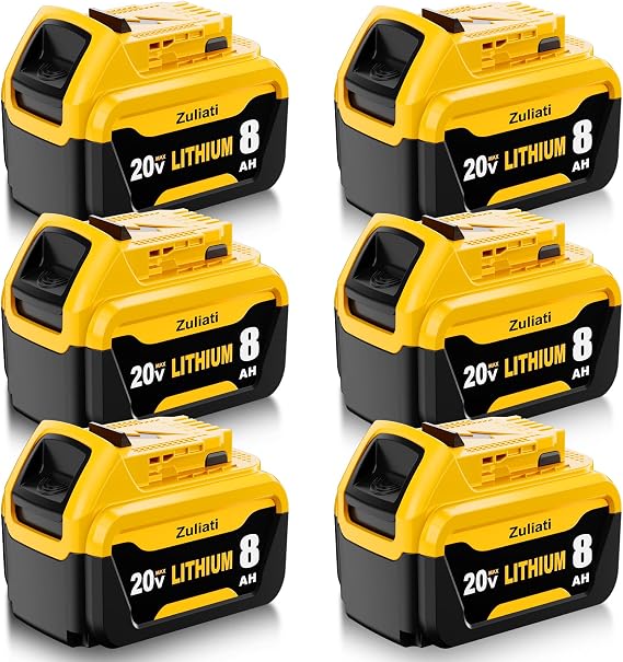 DCB206 8.0Ah Replacement for Dewalt 20V Max Battery(8.0Amps-6Pack)