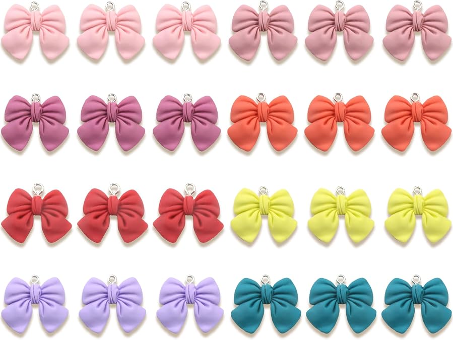 Resin Glass Crystal Rhinestone Bow Charms