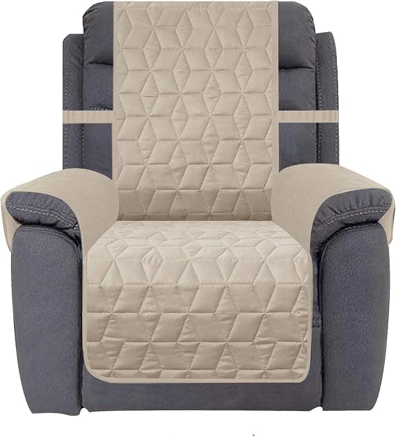 Ameritex Waterproof Nonslip Recliner Cover Christmas Decor Stay in Place, Dog Couch Recliner Cover Furniture Protector for Pets and Kids (Beige, 23'')