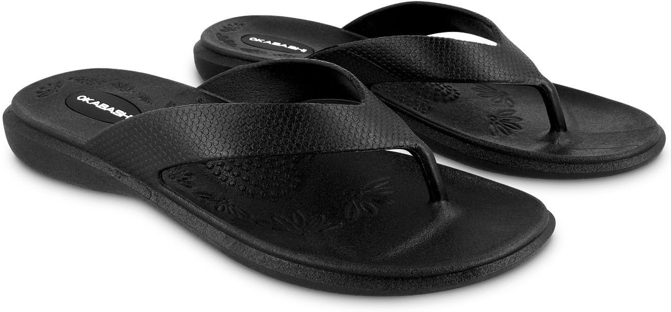OKABASHI Womens Maui Flip Flops | Arch Support Sandals with Massage Footbed, Made in USA, Waterproof Thong Sandal for Beach, Pool & Travel, Sizes 510.5