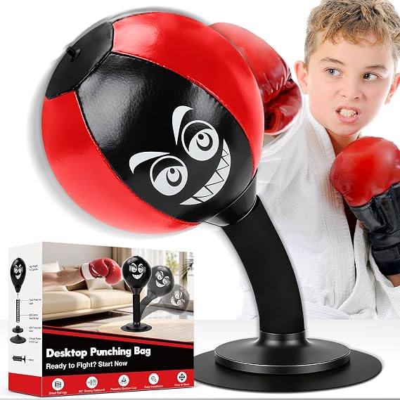Desktop Punching Bag - Stress Relief, Suction Cup Design for Office Table and Counters, Heavy Duty Stress Relief Ball, Fun Gifts Suitable for All Ages