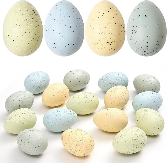 Waipfaru 16 Pcs Easter Eggs, Plastic Easter Decorations, Speckled Easter Table Decor, Easter Centerpiece Table Decorations for Indoor Outdoor Home Vase Filler Basket Spring Party DIY
