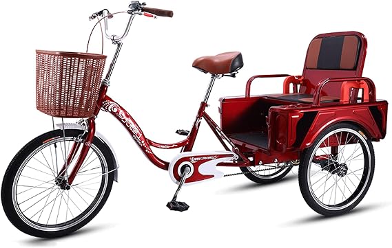 Adult Tricycle Bike, Three Wheel Bike 20inch Tricycle for Adult Bike with Backrest Seat Trike Bike Bicycle for Picnic Shopping Work Men Women