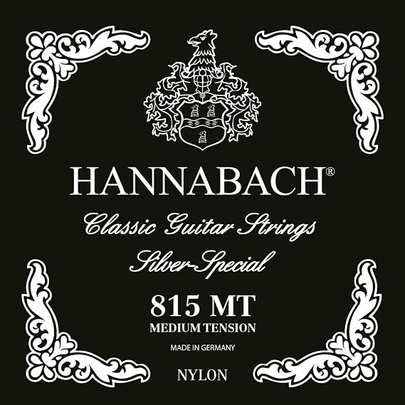 Hannabach 652527 Series 815 Silver Special Medium Tension String Set for Classic Guitar - Black