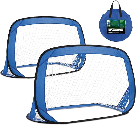 Power Play Goaline Pop up Goals, Set of 2 Foldable Goals for Kids Football Training with Carry Bag Outdoor &amp; Indoor Use, Blue