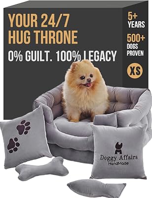 Luxury Dog Bed Chesterfield – Handcrafted Velvet Throne for Dogs | Joint Support, Calming & Temp-Regulating Comfort | Durable 5 Years, Anti-Claw, Washable 100 Times – XS, Gray