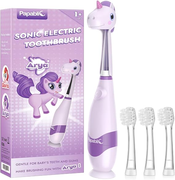Papablic Toddler Sonic Electric Toothbrush Kids for Ages 1-3, Unicorn(Arya)
