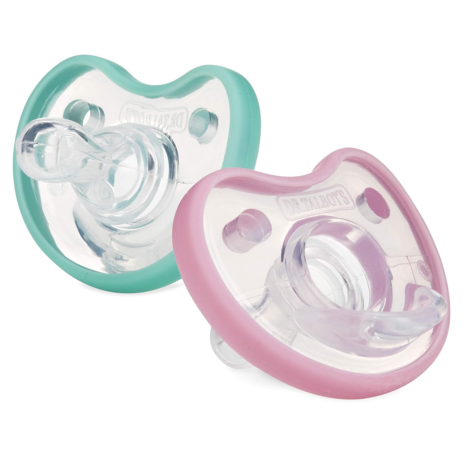 Dr. Talbot's Soft-Flex Orthodontic Pacifiers 0-6 Months, Aqua/White, 2 Pack