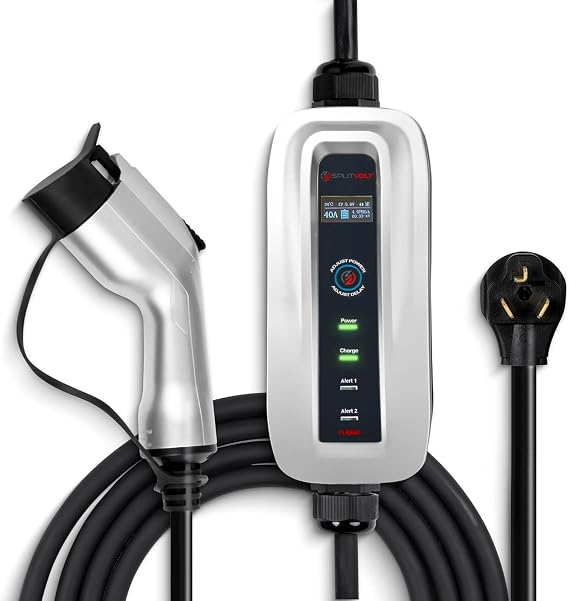 Portable Adjustable 24A Level 2 EV Charger, NEMA 10-30 J1772, 240V, 26ft