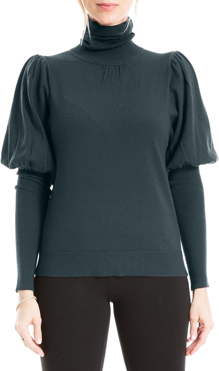 Max Studio Women's Bubble Sleeve Turtle Neck