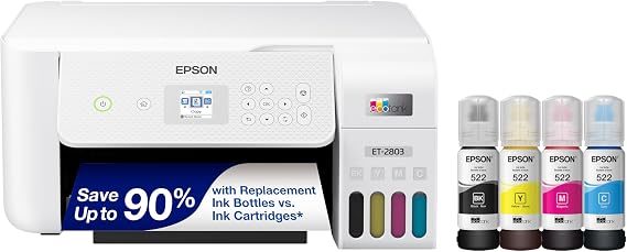 Epson EcoTank ET-2803 Wireless Colour All-in-One Cartridge-Free Supertank Printer with Scan and Copy