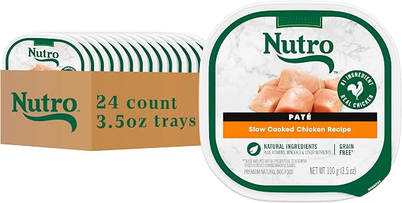 Nutro Pate Grain Free Wet Dog Food, Slow Cooked Chicken, 3.5 oz, 24 Count