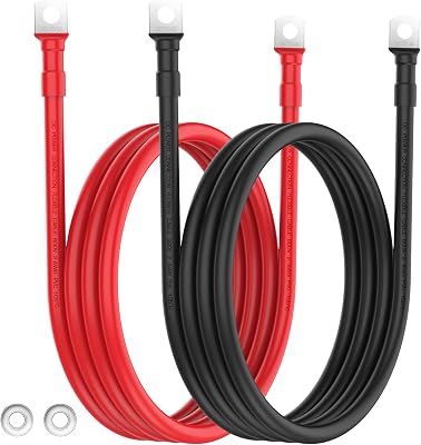 LEESKY 2 AWG Battery Cables 2 Gauge 6 Feet Pure Copper Battery Inverter Cables 38 Inch Terminals for Golf Cart Power Inverter Solar RV Marine
