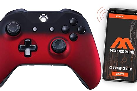 MODDEDZONE Custom MODDED Wireless Controller for Xbox One S/X and PC - With Unique Smart Mods - Best For First Person Shooter Games - Handcrafted by Experts in USA with Unique Design (Shadow Red)