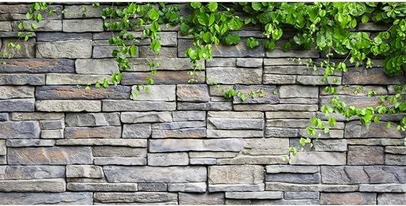 48x24 in Stone Brick Wall Aquarium Backdrop Leaves Fish Tank Background