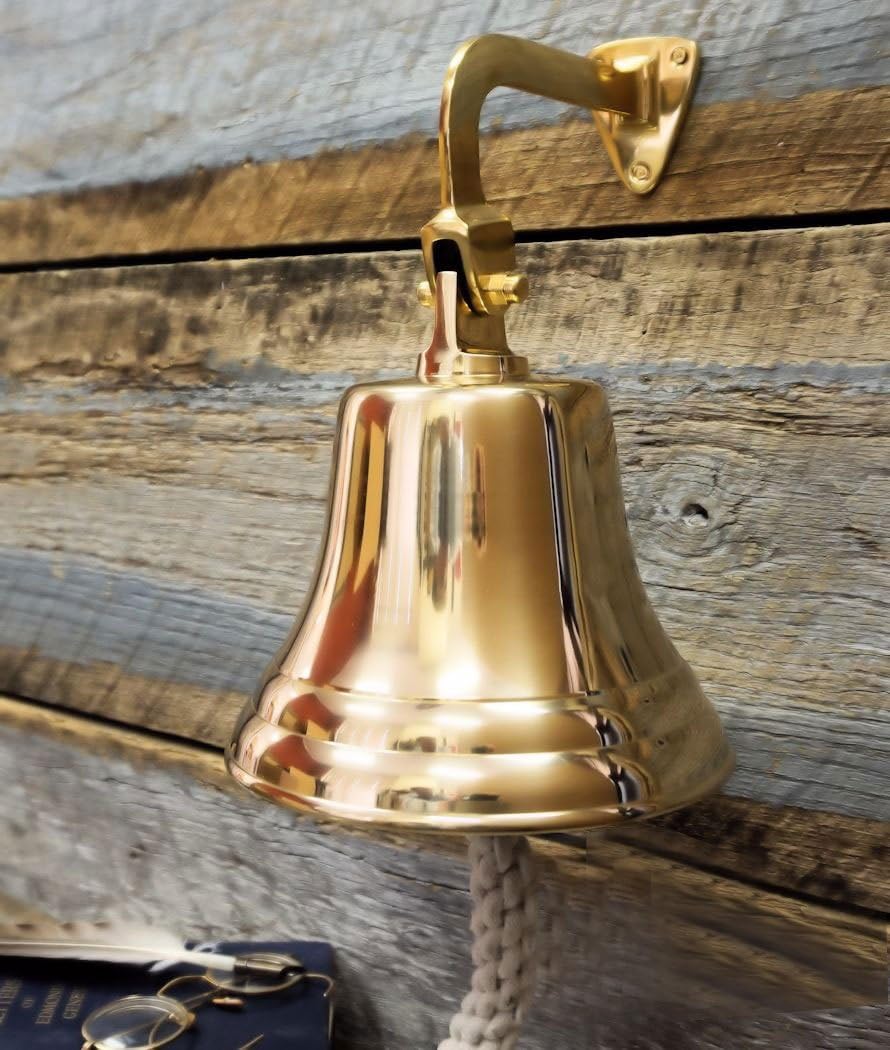 Nagina International Nautical Premium Polished Brass and Nickel Coated Door Functional Bells | Exclusive Pirate's Decor Gifts Collectibles (Aluminum, 09 Inches)