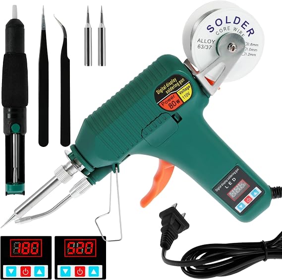 Soldering Iron Kit, 80W Electric Welding Soldering Gun with Welding Wire, Automatic Hand held Solder Welding Gun Tool, Electric Welding Gun for Soldering Circuit Board, Electronic Repair