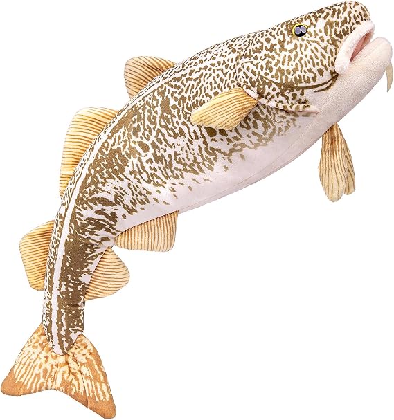 lilizzhoumax Cod Fish Plush Toy | 42 cm Realistic Fish Soft Toy with Detailed Shape, Stuffed Sea Creature for Children Ages 3+, Anglers and Collectors