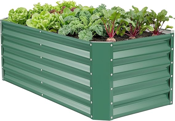 Raised Garden Bed Kit 4x2x1.4ft, Metal Planter Boxes Outdoor, Green