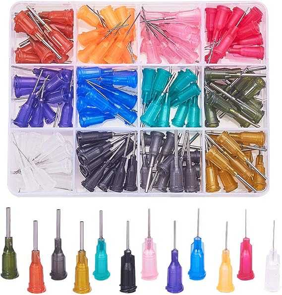 BENECREAT 144PCS 0.5 Inch 12 Different Gauge Blunt Tip Syringe Needles Dispensing Needle with Lure Lock for Refilling Liquid Inks and Syringes, Crafts Supplies