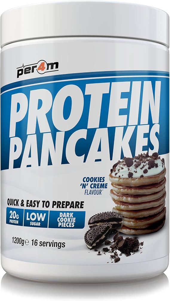 Per4m Protein Pancakes | High Protein Powder with 20g Protein and Low in Sugar | Quick and Easy to Prepare | High Protein Breakfast | 16 Servings (1.2kg, Cookies N Creme)