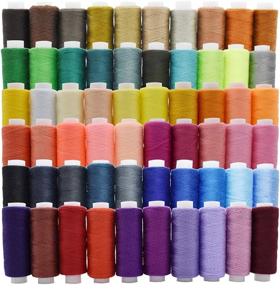 60 Color Polyester Threads - 250 Yard Per Spools Sewing Kit All Purpose for Hand & Machine Sewing