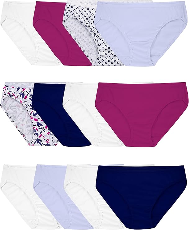 Fruit of the Loom Women's Eversoft Cotton Underwear Multipacks, Tag Free & Breathable, Available in Plus Size
