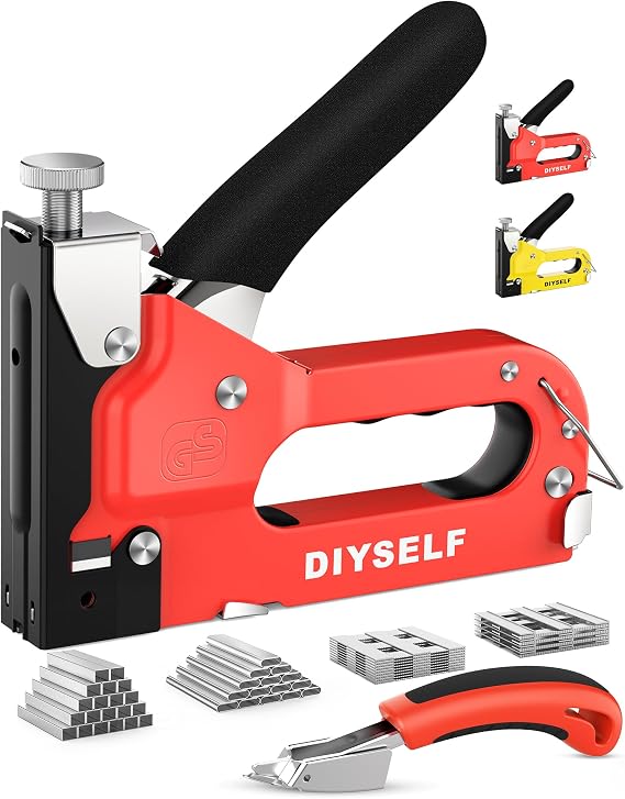DIYSELF 4-in-1 Stapler Heavy Duty, Staple Gun with 4000 Staples and Remover