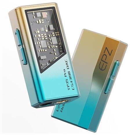 EPZ TP35 PRO Mini Portable IEM DAC Hi-Fi Decoder Headphone Amplifier Dongle USB-C to 3.5/4.4mm Dual CS43198 Chips, Supports High-Resolution PCM 32bit/384khz DSD 256 Audio, EQ Adjustment and Mic Calls
