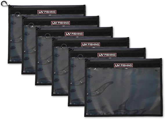 LIV FISHING Tackle Storage Bags - Clear, 6 Pack, 12in x 16in
