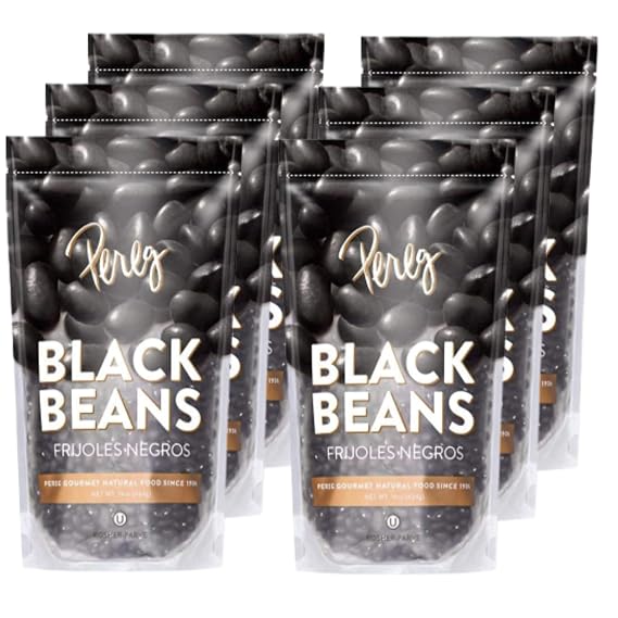 Pereg Black Beans (16 Oz x 6 Pack) - Resealable Bag Rich In Fiber & Protein Frijoles Negros - Black Turtle Beans - Gluten Free, Non-GMO & All Natural Vegan Dry Pulses