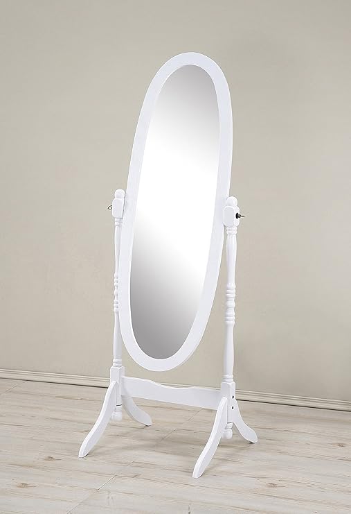 Crown Mark Cheval Mirror, Brown (Oval White)