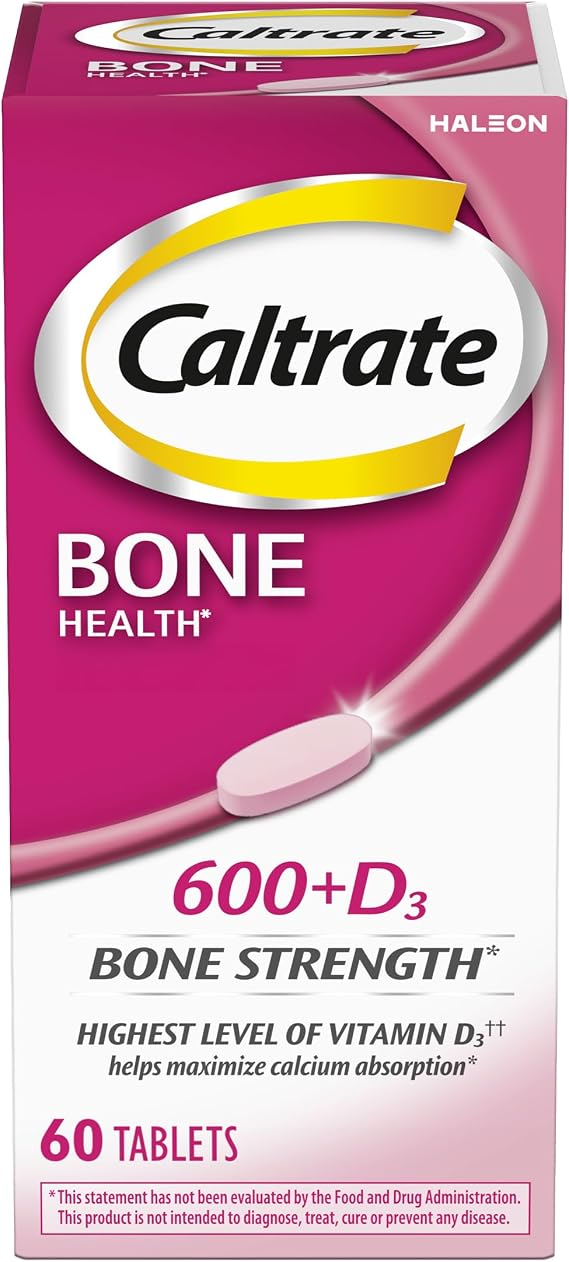 Caltrate 600 Plus D3 Vitamin D and Calcium Supplement Tablets, 60 Count