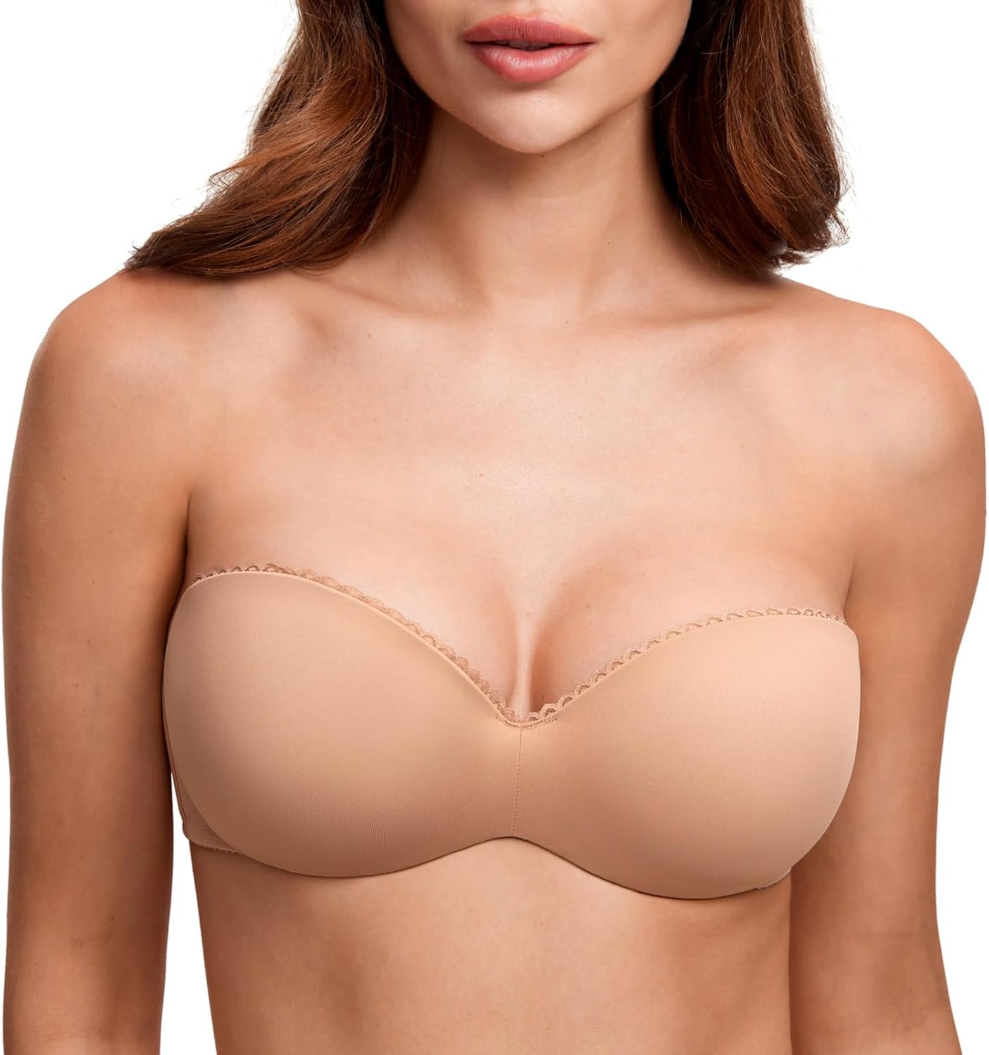 DOBREVA Women's Strapless Push Up Bra Padded Underwire Boost Cups Multiway Bandeau Bra