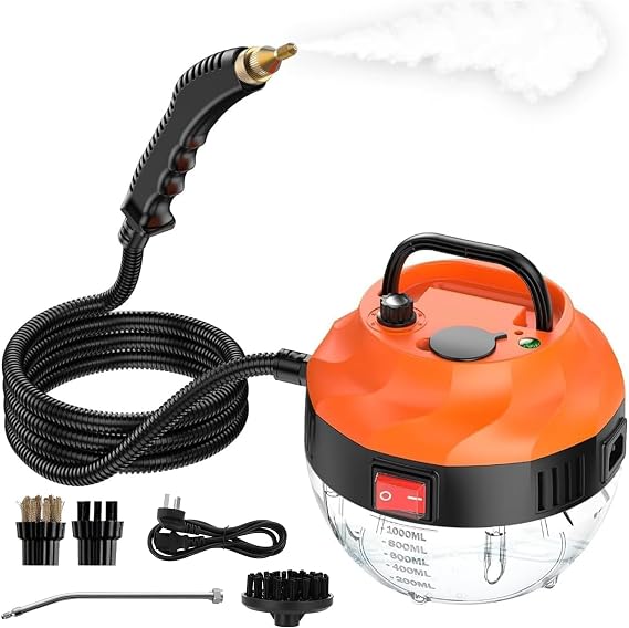 Sararoom 2500W Handheld Steam Cleaner, High Pressure Steamer for Cleaning with 1L Large Capacity Water Tank, 6 High Speeds Portable Steam Cleaning Machine for Kitchens Tiles Car Tires Bathrooms