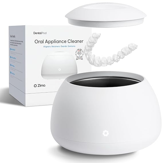 Zima Dental Pod: Ultrasonic Cleaner Machine for Retainers, Aligners, Mouth Guards, Night Guards, dentures & Braces. Award Winning, Engineered for Oral appliances.