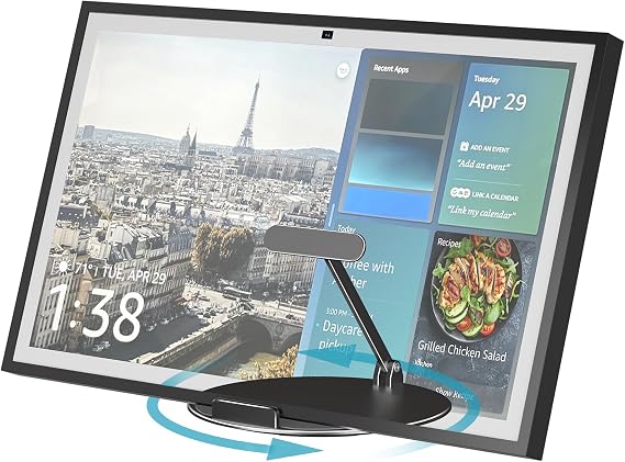 Adjustable Stand for Echo Show 21 & Show 15, 90 Tilt, 360 Swivel | Metal, No Assembly, Horizontal or Vertical Mode Screen Stand for Alexa Show 15, Easy to Use, Echo Show 15 Stand for Kitchen