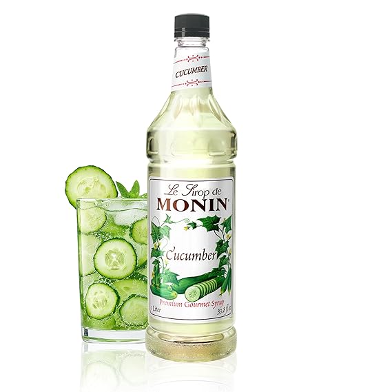 Monin - Cucumber Syrup, Refreshing Sweetness, Natural Flavors, Great for Mocktails, Cocktails, Lemonades, Teas, and Sodas, Non-GMO, Gluten-Free (1 Liter)