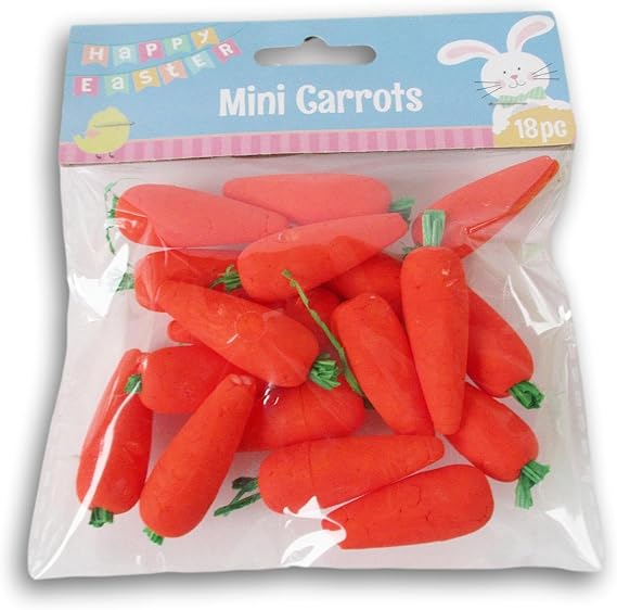 Foam Spring and Easter Fabric Carrots - 18 Pieces - 1.5 Inches Tall